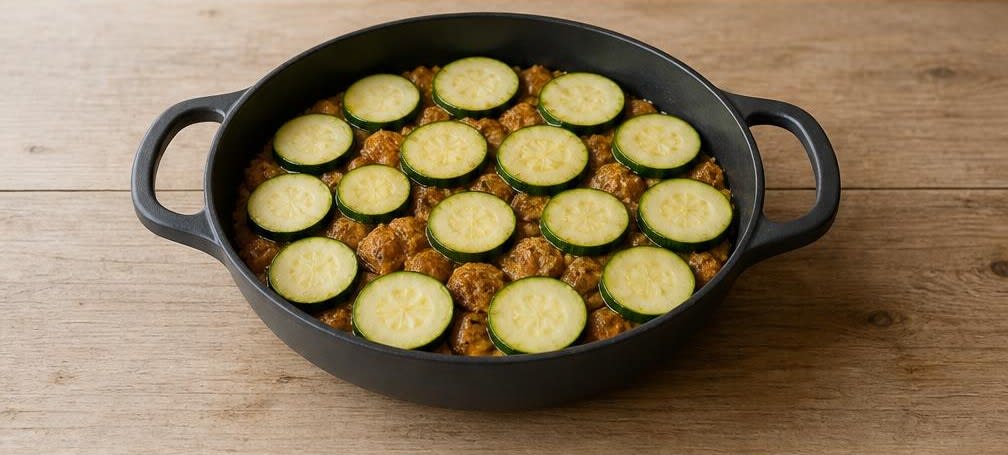 Marokkanische Putenbrust mit Zucchini auf saftigem Couscous – Zubereitung Schritt für Schritt – Schichten