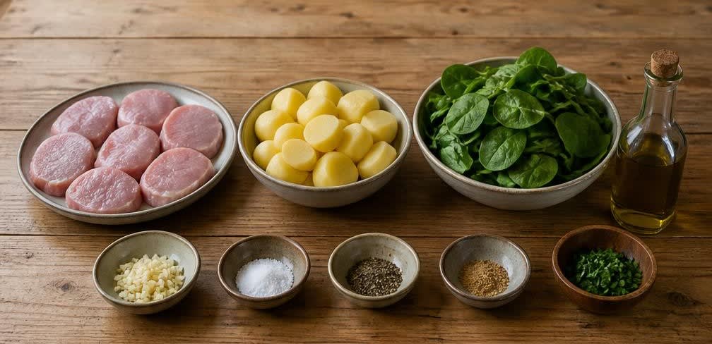 Zarte Putenbrust auf Knoblauchspinat mit Salzkartoffeln – Zutaten