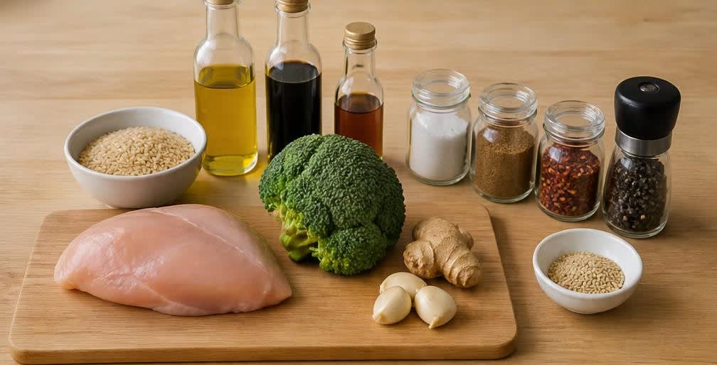 Asiatisches Hähnchen-Stir-Fry mit Brokkoli und Vollkornreis – Zutaten