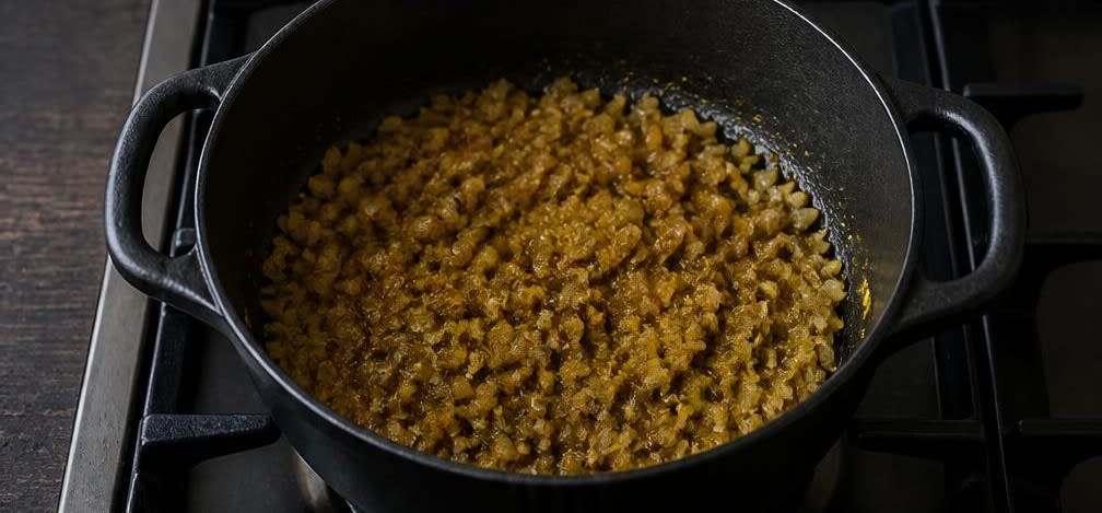 Marokkanischer Kürbis-Kichererbsen-Eintopf mit Zucchini – Zubereitung Schritt für Schritt – Gewürze anrösten