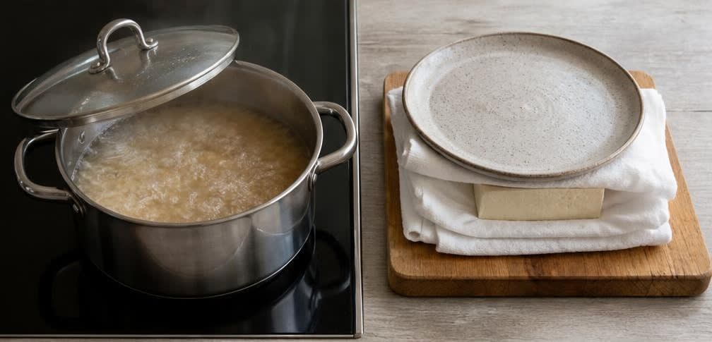 Knuspriger Stir-Fry-Tofu mit Brokkoli und Vollkornreis – Zubereitung Schritt für Schritt – Reis kochen und Tofu entwässern