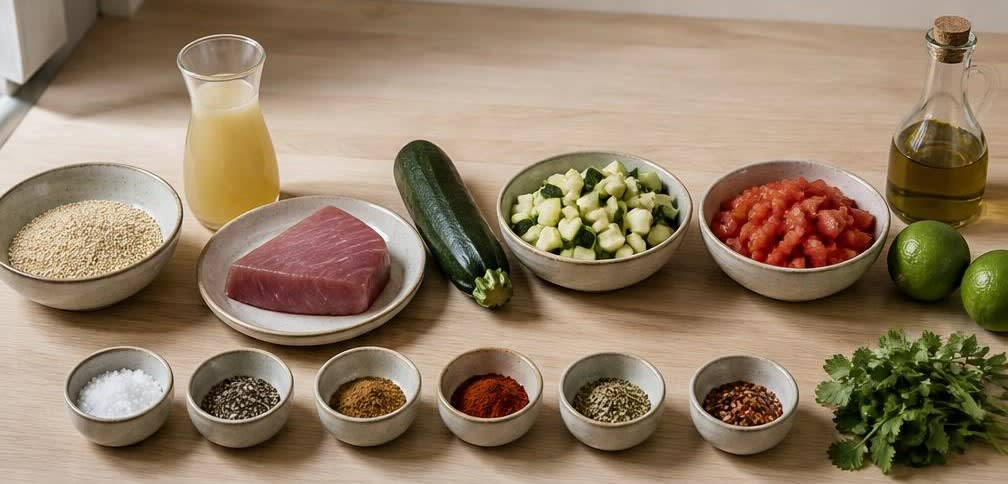 Mexikanische Thunfisch-Quinoa-Bowl mit Zucchini und Limette – Zutaten