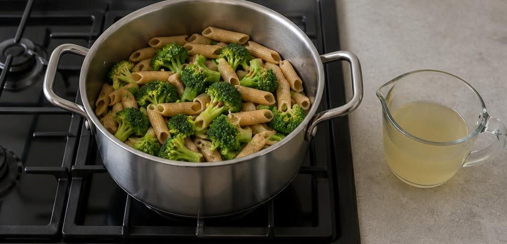 Vollkorn-Penne mit Lachs, Brokkoli und Zitrone – Zubereitung Schritt für Schritt – Nudeln und Brokkoli kochen
