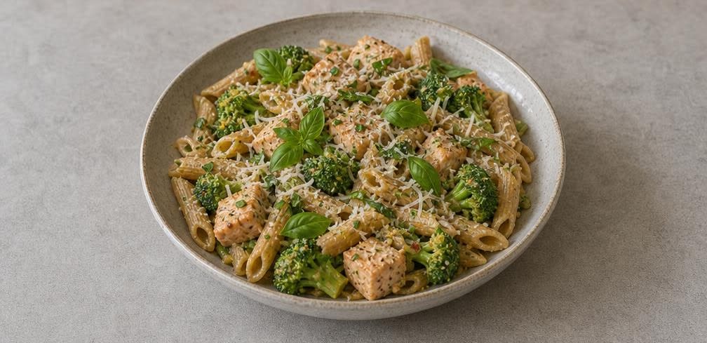 Vollkorn-Penne mit Lachs, Brokkoli und Zitrone – Zubereitung Schritt für Schritt – Anrichten
