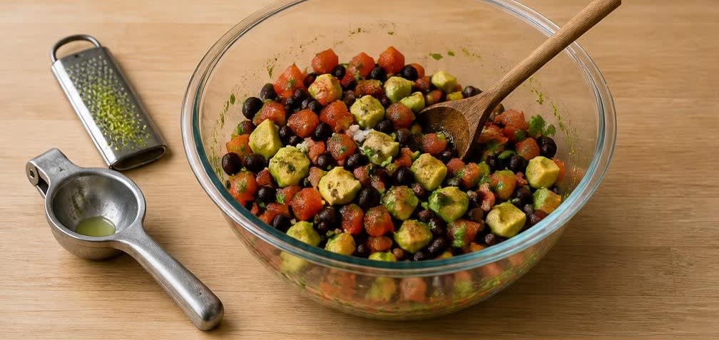 Mexikanischer Thunfisch auf Schwarze-Bohnen-Avocado-Salsa – Zubereitung Schritt für Schritt – Salsa herstellen