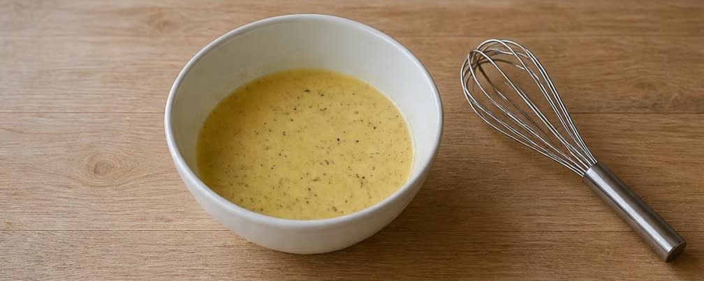Französischer Thunfisch-Ei-Salat mit Eisberg und Gurke – Zubereitung Schritt für Schritt – Vinaigrette herstellen