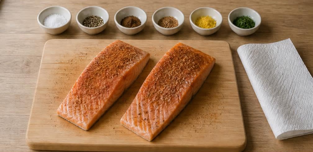 Gebratener Skandi-Lachs mit Rosenkohl und Süßkartoffeln – Zubereitung Schritt für Schritt – Lachs vorbereiten
