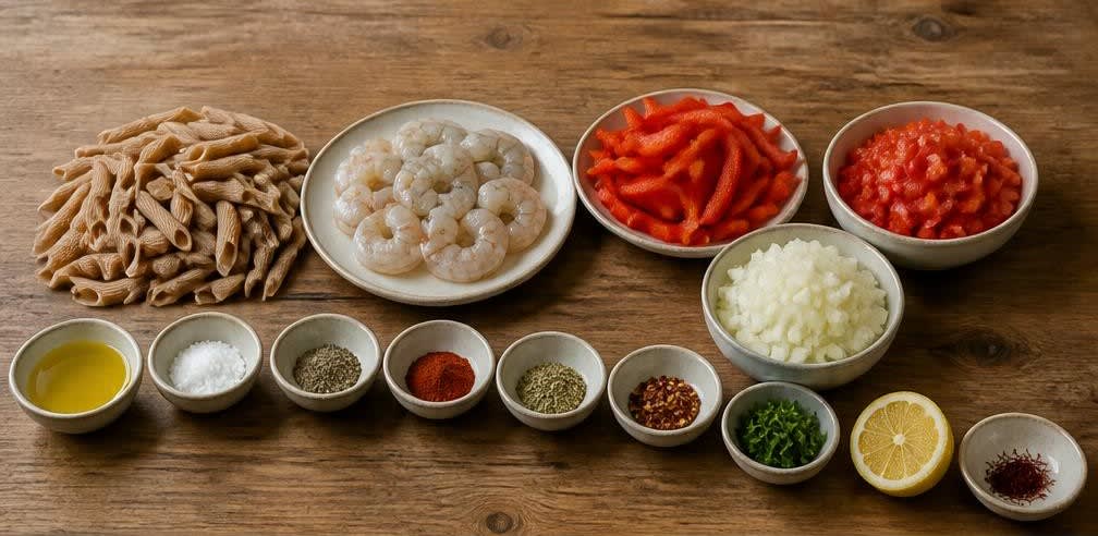 Spanische Garnelen-Paprika-Pasta – Zutaten