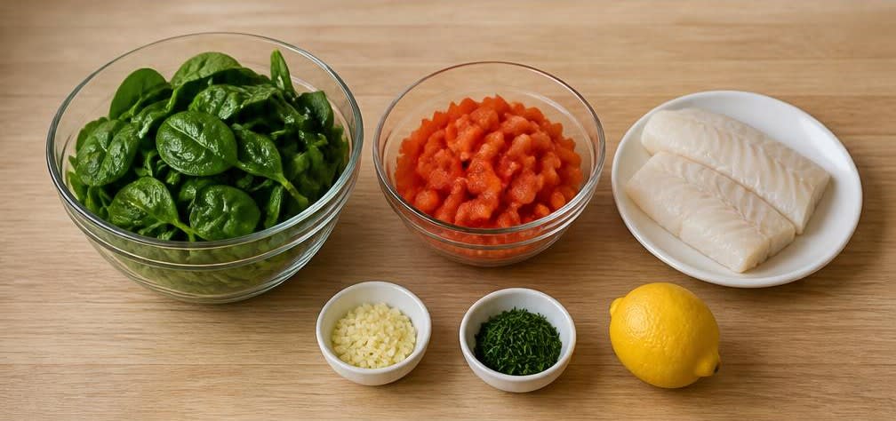 Gedünsteter Kabeljau mit Spinat und Tomate – Zubereitung Schritt für Schritt – Vorbereiten