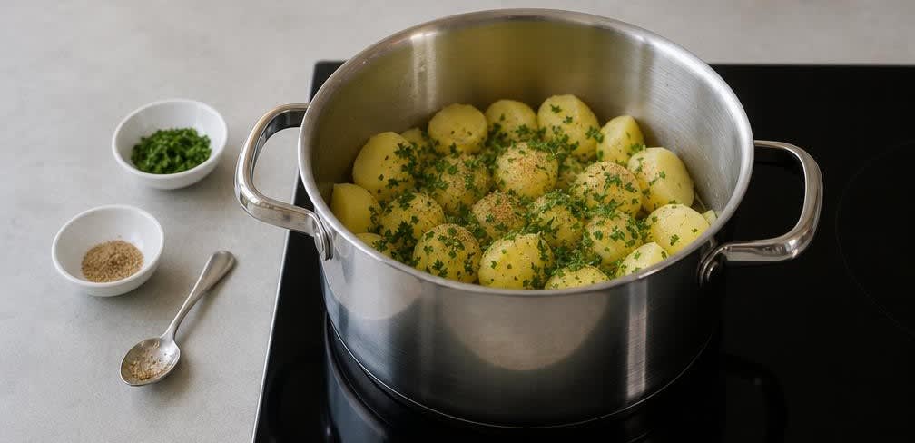 Gebratene Forelle mit Knusper-Mandeln und Salzkartoffeln – Zubereitung Schritt für Schritt – Petersilienkartoffeln zubereiten