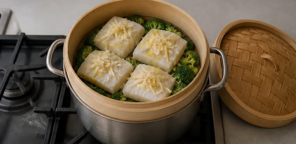 Asiatisch gedämpfter Kabeljau mit Brokkoli und Vollkornreis – Zubereitung Schritt für Schritt – Fisch würzen