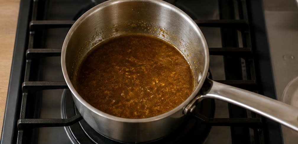 Geröstete Aprikosen mit Mandeln und Ahornsirup – Zubereitung Schritt für Schritt – Glasur herstellen