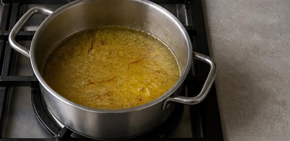Persische Weintrauben in Zitronensirup mit gerösteten Mandeln – Zubereitung Schritt für Schritt – Sirup kochen