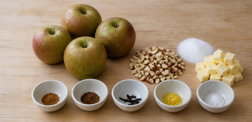 Gebackener Apfel mit knuspriger Mandel-Butter-Füllung – Zutaten