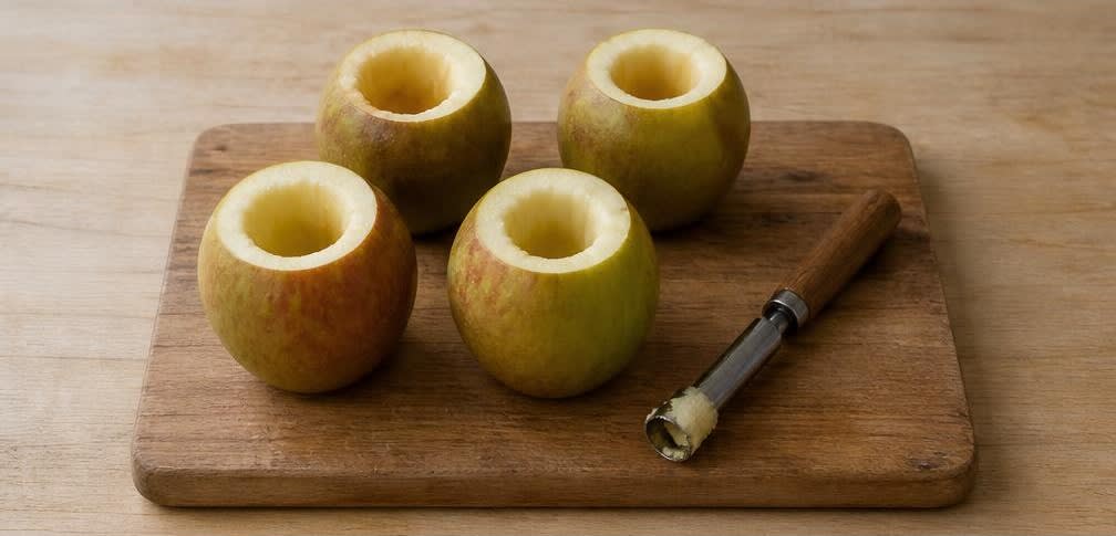 Gebackener Apfel mit knuspriger Mandel-Butter-Füllung – Zubereitung Schritt für Schritt – Äpfel vorbereiten