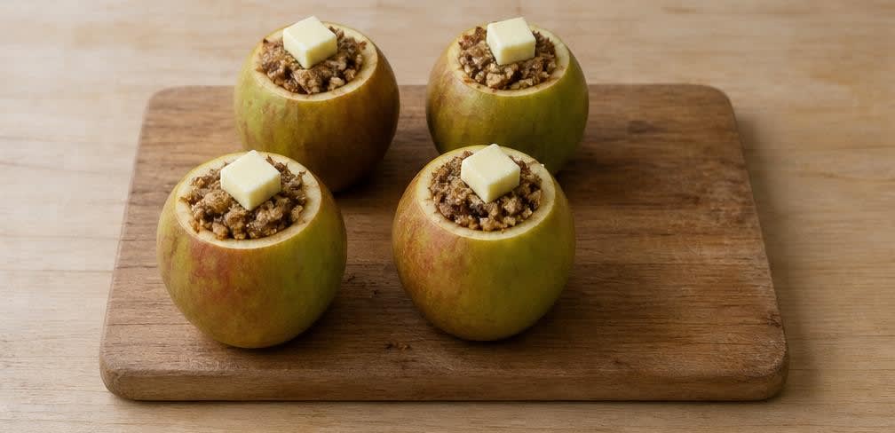 Gebackener Apfel mit knuspriger Mandel-Butter-Füllung – Zubereitung Schritt für Schritt – Äpfel füllen