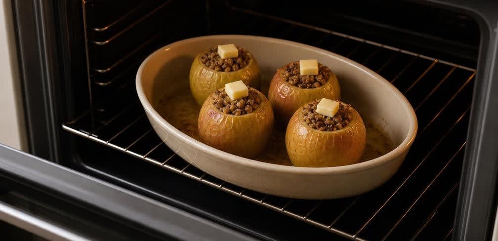 Gebackener Apfel mit knuspriger Mandel-Butter-Füllung – Zubereitung Schritt für Schritt – Im Ofen backen