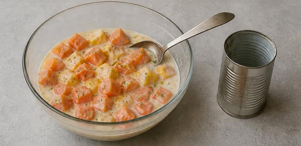 Brasilianischer Papaya-Ananas-Salat mit Kokos und Limette – Zubereitung Schritt für Schritt – Dressing einrühren