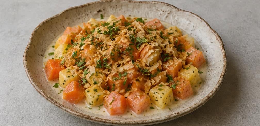 Brasilianischer Papaya-Ananas-Salat mit Kokos und Limette – Zubereitung Schritt für Schritt – Anrichten