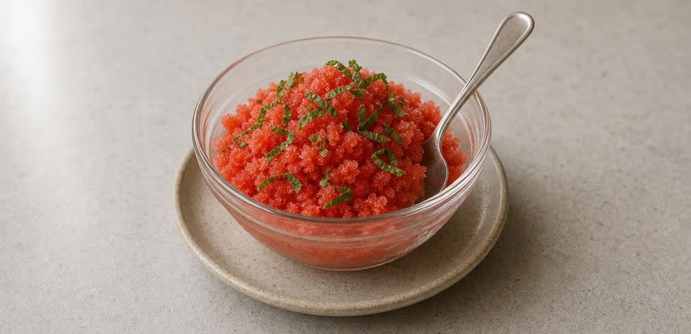 Spanisches Erdbeer-Zitronen-Granité – Zubereitung Schritt für Schritt – Anrichten