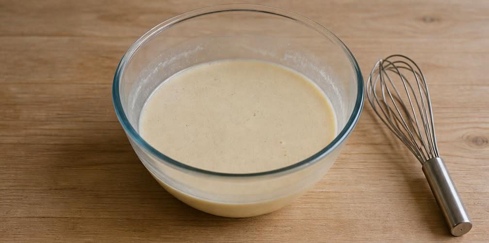 Hauchdünne Bananen-Crêpes mit dunkler Schokolade – Zubereitung Schritt für Schritt – Crêpe-Teig herstellen