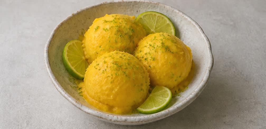 Mango-Sorbet mit Limette – Zubereitung Schritt für Schritt – Anrichten