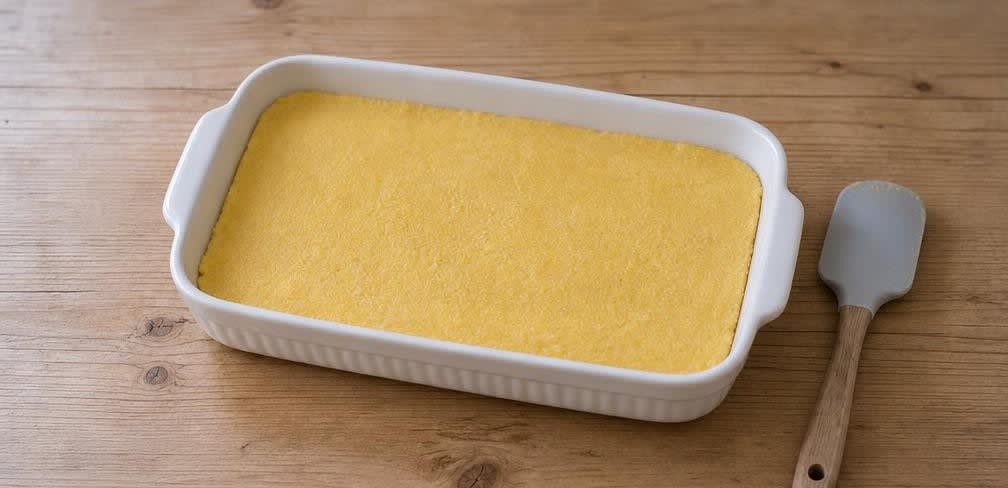 Süße Schnitte von der Mandel-Polenta – Zubereitung Schritt für Schritt – Polenta glattstreichen