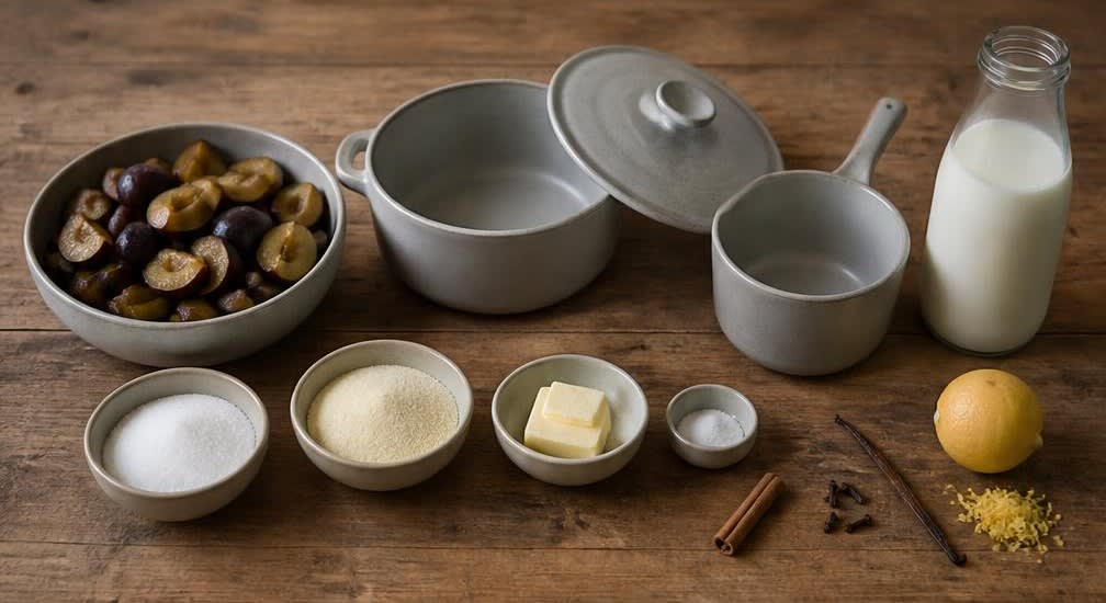 Klassischer Zwetschkenröster mit cremigem Grießbrei – Zutaten bereitstellen