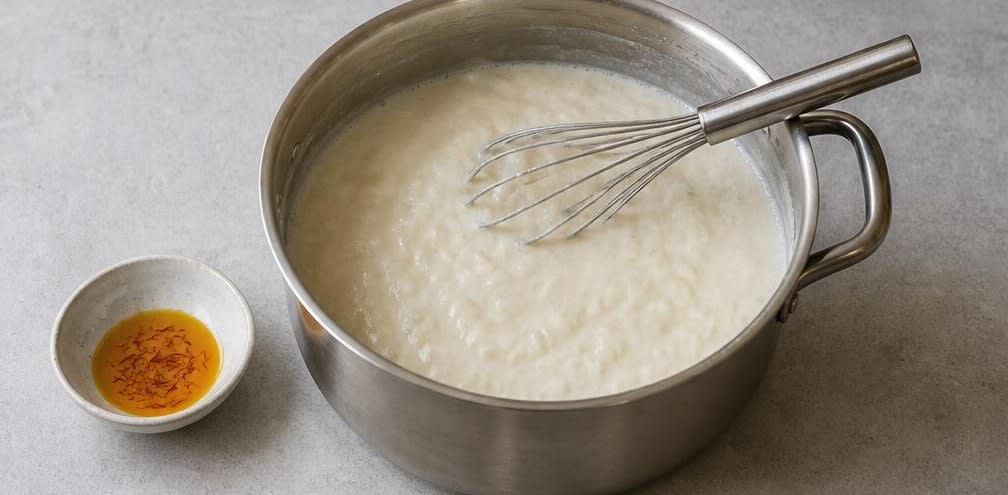 Persischer Mandel-Pudding mit Aprikosen – Zubereitung Schritt für Schritt – Pudding cremig kochen