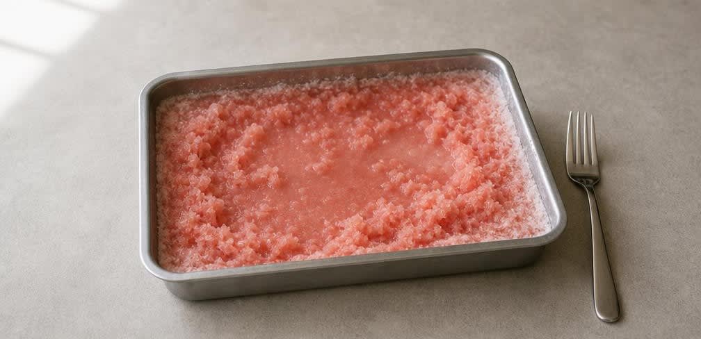 Melonen-Granité mit Limette – Zubereitung Schritt für Schritt – Granité schaben