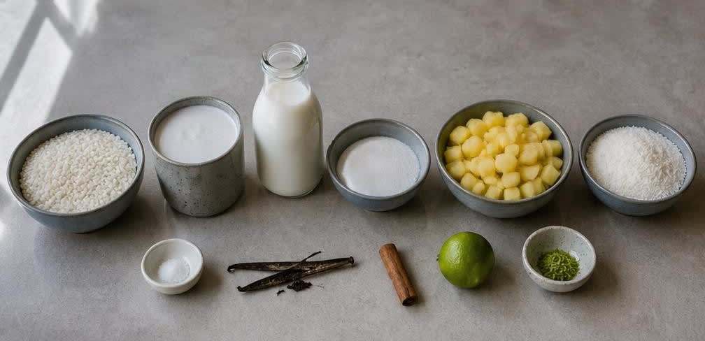 Cremiger Brasilianischer Kokos-Milchreis mit Ananas – Zutaten