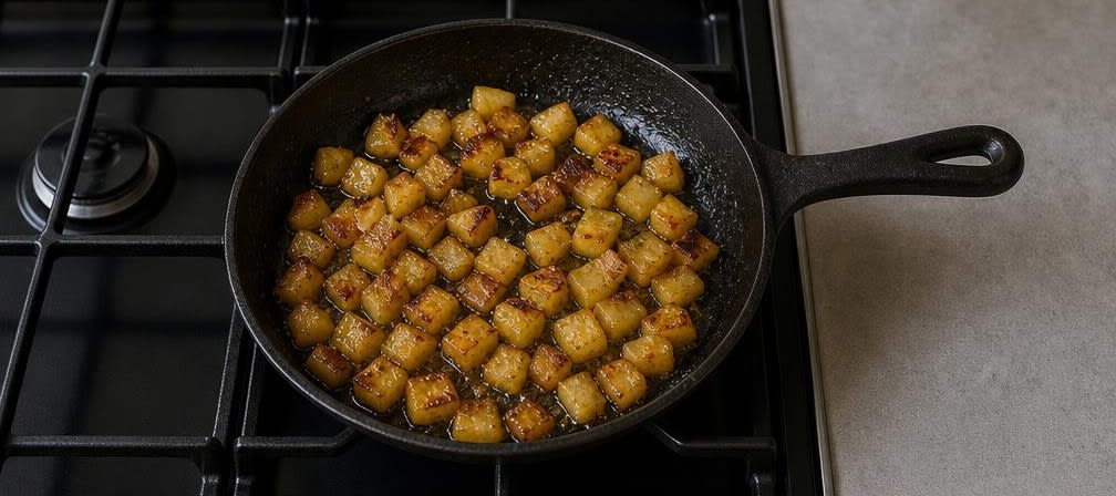 Cremiger Brasilianischer Kokos-Milchreis mit Ananas – Zubereitung Schritt für Schritt – Ananas karamellisieren