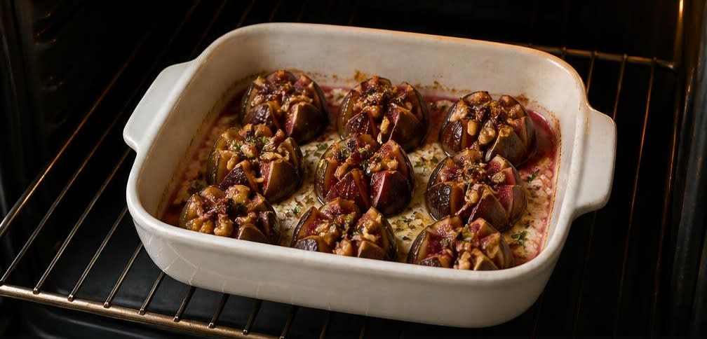 Gebackene Feigen mit Honig, Walnüssen und Ricotta – Zubereitung Schritt für Schritt – Im Ofen backen
