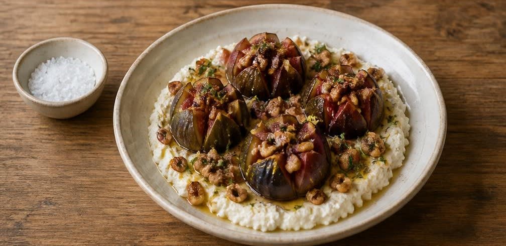 Gebackene Feigen mit Honig, Walnüssen und Ricotta – Zubereitung Schritt für Schritt – Anrichten und servieren