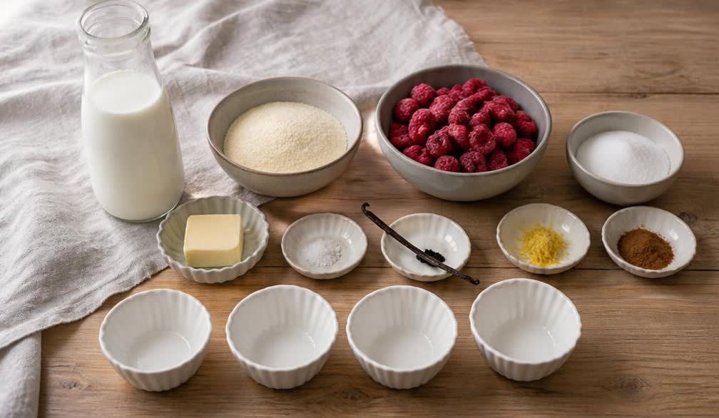Klassischer österreichischer Grießpudding mit warmem Himbeerkompott – Zutaten