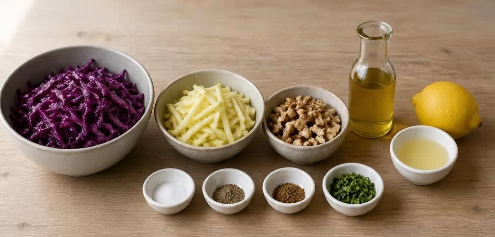Osteuropäischer Rotkohl-Salat mit Apfel und Walnüssen – Zutaten