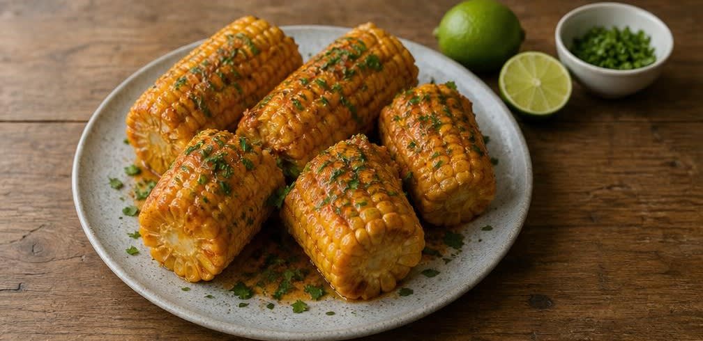 Gedämpfter mexikanischer Kolben-Mais mit Gewürzbutter – Zubereitung Schritt für Schritt – Mais anrichten