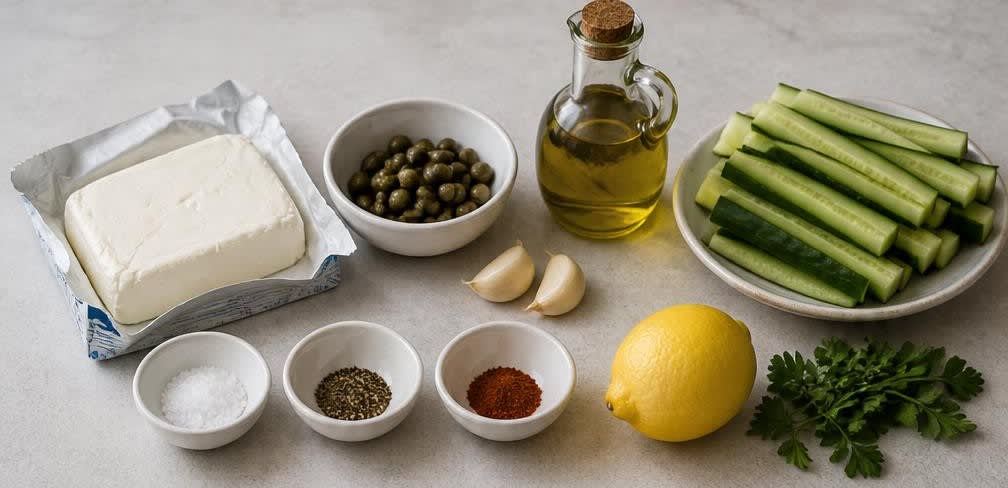 Kapern-Dip mit Frischkäse und Knoblauch – Zutaten