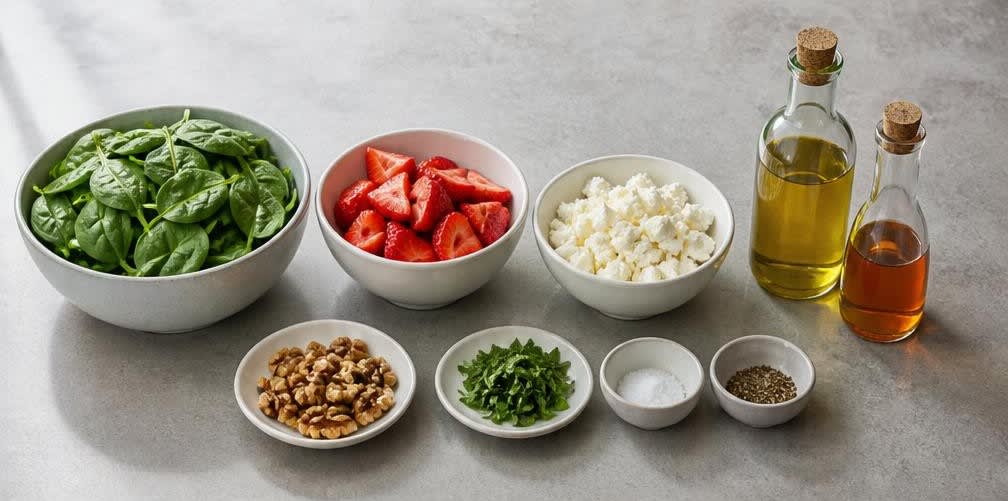 Spinat-Salat mit Erdbeeren und Feta – Zutaten