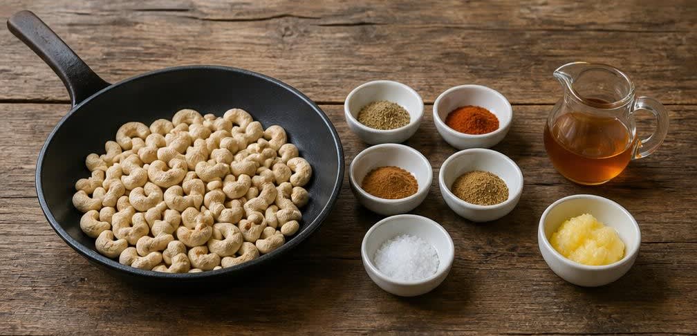 Indisch gewürzte Honig-Karamell-Cashews – Zutaten