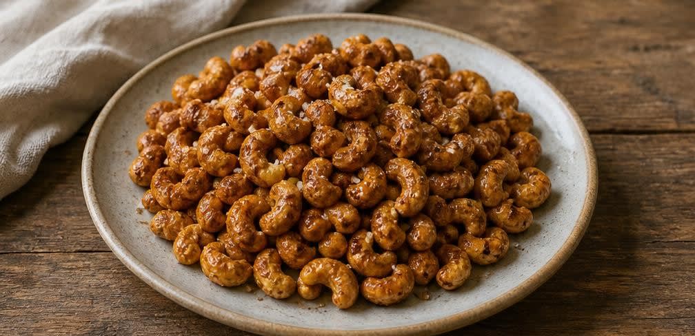 Indisch gewürzte Honig-Karamell-Cashews – Zubereitung Schritt für Schritt – Anrichten