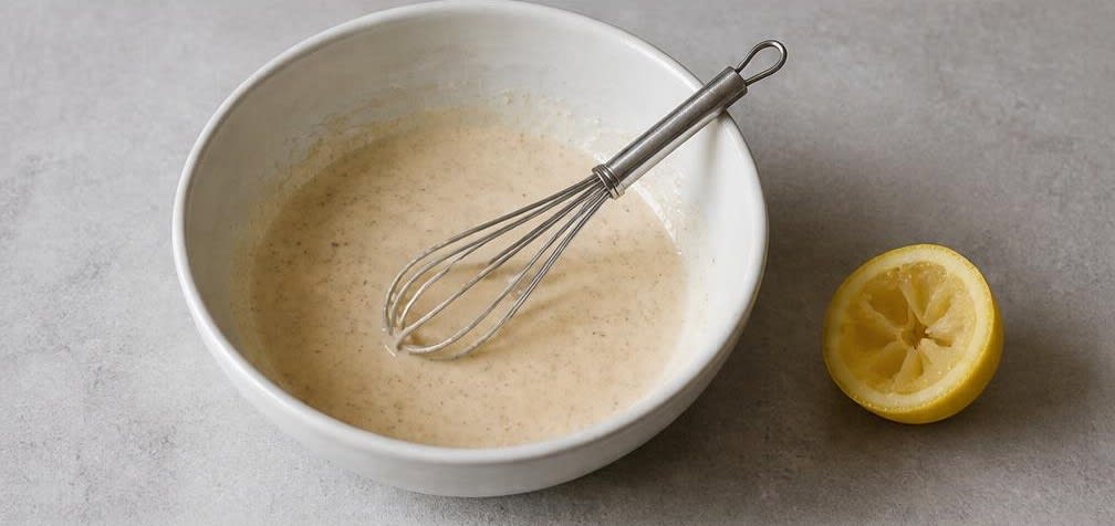 Avocado-Schiffchen mit würzigen Garnelen – Zubereitung Schritt für Schritt – Mayonnaise-Mischung herstellen