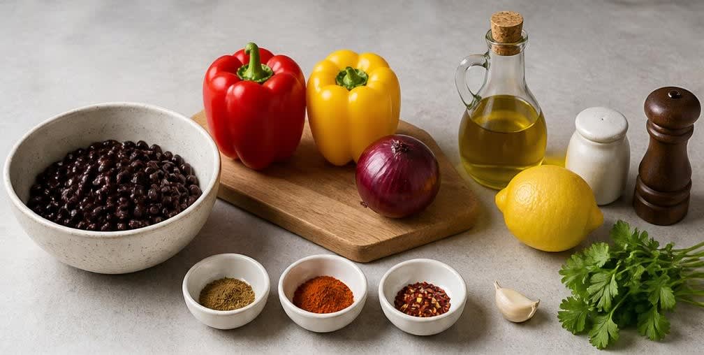 Mexikanischer Bohnensalat mit Paprika und Zitronen-Dressing – Zutaten