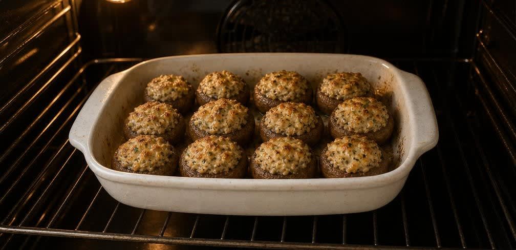 Spanisch gefüllte Champignons aus dem Ofen – Zubereitung Schritt für Schritt – Im Ofen backen
