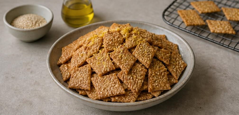 Asiatische Sesam-Cracker mit Zitrone – Zubereitung Schritt für Schritt – Anrichten