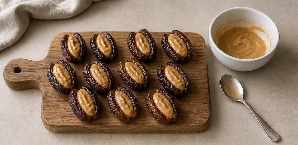 Gefüllte Medjool-Datteln mit Erdnussbutter und Meersalz – Zubereitung Schritt für Schritt – Datteln füllen