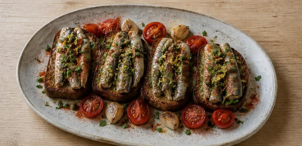Sardinen auf geröstetem Roggenbrot mit Kapern und Zitrone – Zubereitung Schritt für Schritt – Würzen und Anrichten