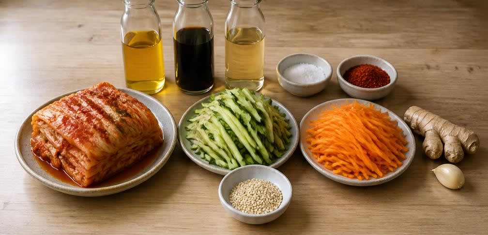 Koreanischer Kimchi-Salat mit geröstetem Sesam – Zutaten
