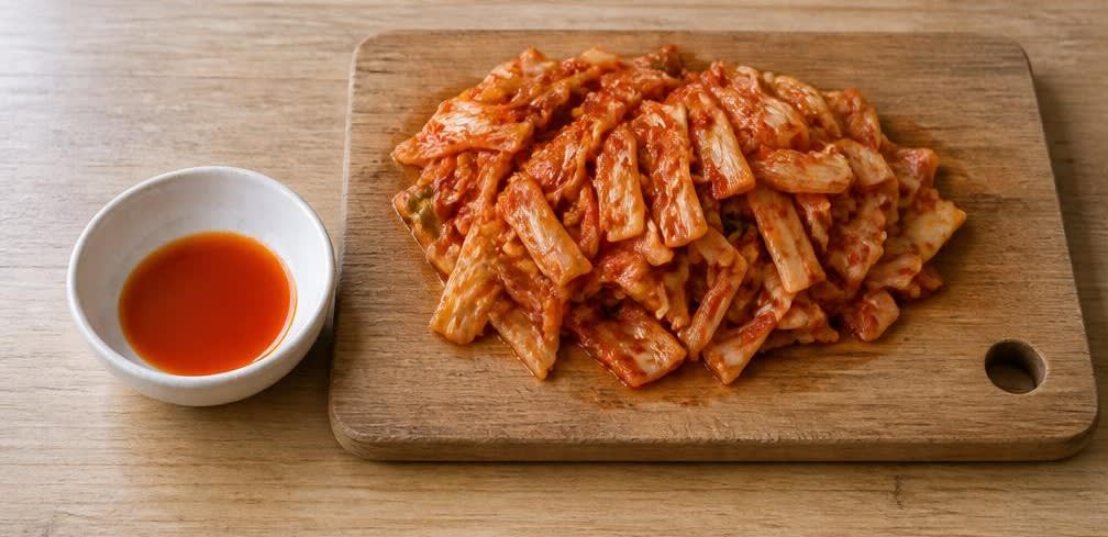 Koreanischer Kimchi-Salat mit geröstetem Sesam – Zubereitung Schritt für Schritt – Kimchi vorbereiten