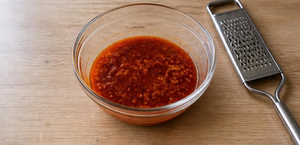 Koreanischer Kimchi-Salat mit geröstetem Sesam – Zubereitung Schritt für Schritt – Dressing herstellen